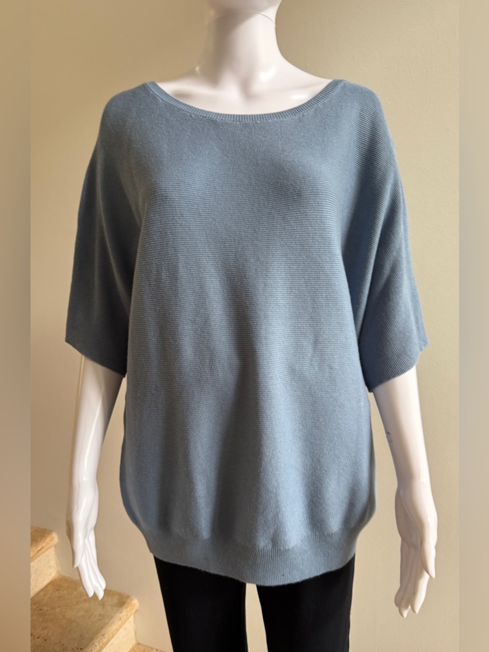 QUINCE Lightweight Cotton Cashmere Link-Stitch Dolman Sweater, Large - Picture 4 of 9